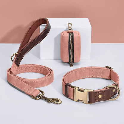 Didog Soft PU Leather Dog Collar for Large Dogs,Classic Adjustable Wide Pink Dog Collars with Quick Release Metal Buckle,Easy Clean and Comfortable with Nylon Lining,Pink,XL Neck 20-27", Width 1¼"