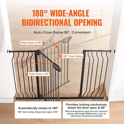 VEVOR 29.5-51" Extra Wide Safety Gate for Stairs, Auto Close Dog Gate for The House, Easy Install Pressure Mounted Pet Gates for Doorways, Easy Walk Thru Wide Safety Gate for Dog, Black