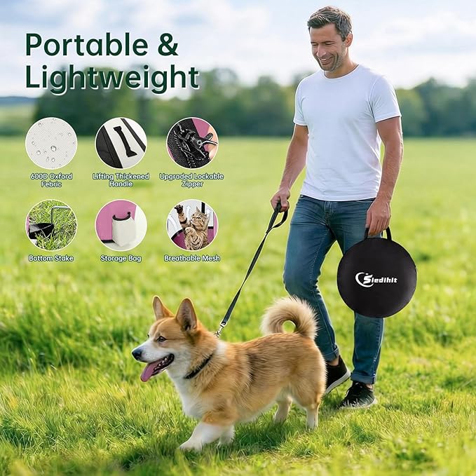 Dog Playpen,Cat Pet Puppy Pen,Portable Playpens for Dogs Indoor Outdoor Travel Camping Use,Foldable Dog Kennel Tent Crate for Rabbit Small Animals with Carrying Case (Pink, Medium)