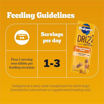 Pedigree Drizzlers for Dogs, Wet Dog Food Gravy Savory Sauce, Natural Chicken Flavor, 60g Dual-Serving Pouch (22 Count, 44 Servings Total)