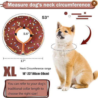 Recovery Donut Collar for Dogs & Cat,Inflatable Dog Cone Collar Alternative After Surgery,Soft Dog Cone for Large Medium Small Pet, Adjustable Pet Neck Donut(Brown,X-Large)