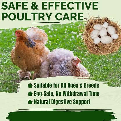 Chicken Dewormer for Poultry & More, Fenbendazole Broad Spectrum All-Worm Formula – Suitable for Tapeworms, Roundworms & Hookworms – Safe for Laying Hens, 50 mL