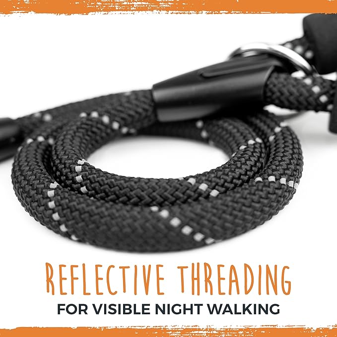 Mighty Paw Double Dog Leash with Rope Handle - Double Leash for Two Dogs No Tangle Design. Split Lead for 2 Pets. Adjustable to Fit All Sized Breeds. Reflective Dual Pet Lead for People with 2 Pups