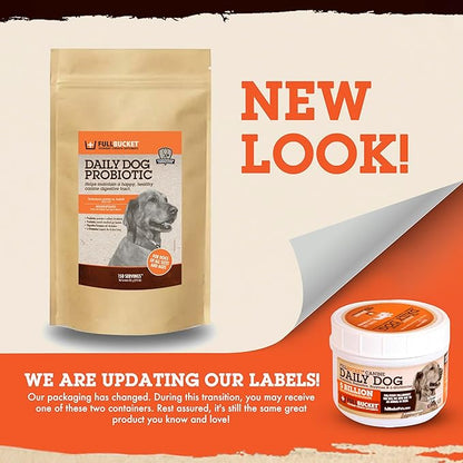 FullBucket Daily Dog Probiotic 150 Servings - Support Natural Digestion, Treat & Prevent Diarrhea - Probiotics, Prebiotics & Digestive Enzymes All in One Tasty Probiotic Powder for Dogs