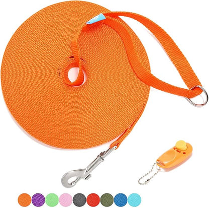 BAAPET 15/20/30/50/100 ft Long Dog Training Leash with Clickers for Small, Medium and Large Dogs or Cats (50 Feet, Orange)