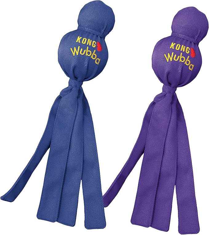 KONG Wubba Dog Toy 2 Pack – Durable Interactive Tug & Toss Toy with Reinforced Nylon, Floppy Tails for Fetch, Shake & Squeaky Play (Extra Large, 2 Pack)