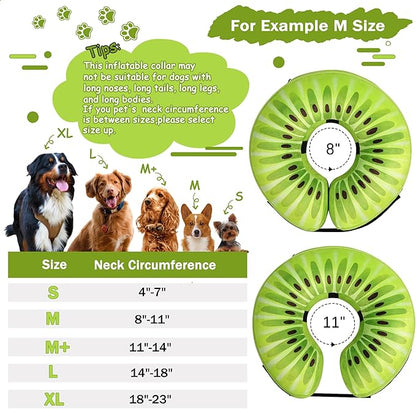 Recovery Donut Collar for Dogs & Cat,Inflatable Dog Cone Collar Alternative After Surgery,Soft Cone for Large Medium Small Dog,Adjustable Pet Neck Donut(Kiwi,Medium+)