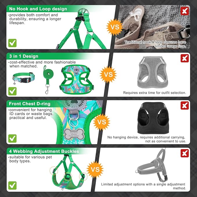 BEAUTYZOO Step in Dog Harness Collar and Leash Set for Small Medium Large Dogs, No Pull No Choke Puppy Harness, Soft Mesh Reflective Pet Padded Vest Adjustable for Doggie Girl or Boy,Chihuahua,Yorkie