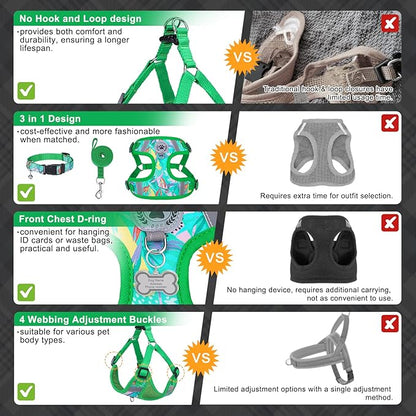 BEAUTYZOO Step in Dog Harness Collar and Leash Set for Small Medium Large Dogs, No Pull No Choke Puppy Harness, Soft Mesh Reflective Pet Padded Vest Adjustable for Doggie Girl or Boy,Chihuahua,Yorkie