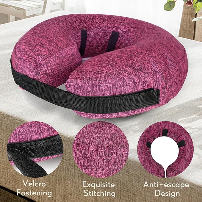 MIDOG Dog Cone - Inflatable Soft Donut Collar Alternative for Dogs After Surgery, Protective Recovery Collar Prevents Licking, Comfortable E-Collar Alternative for Small Medium Large Dogs (Rose, M)