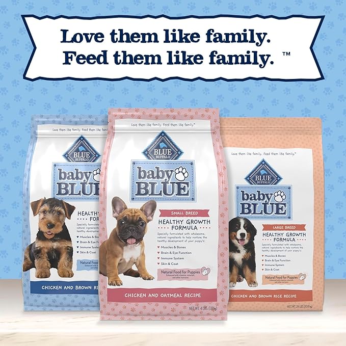 Blue Buffalo Baby Blue Natural Small Breed Puppy Dry Dog Food, Healthy Growth Formula with DHA, Chicken and Oatmeal Recipe, 4-lb Bag