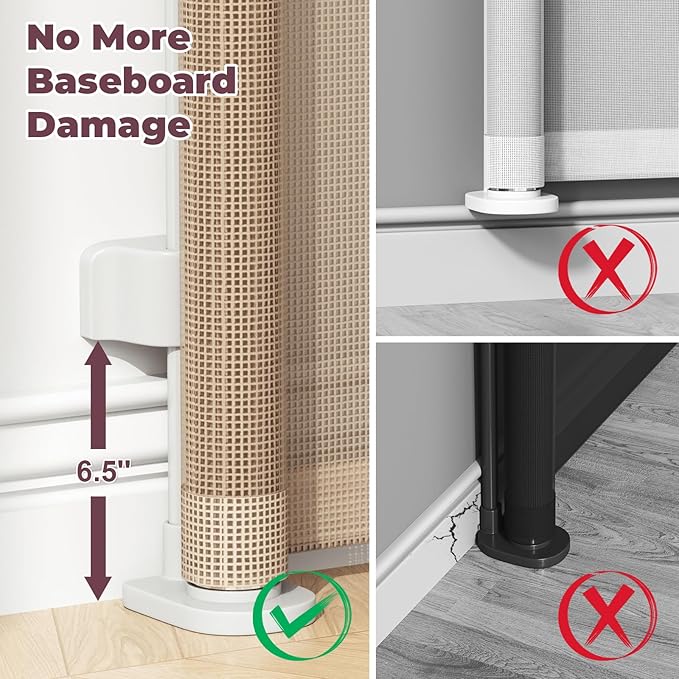 Retractable Baby Gate for Stairs, 55" Wide Mesh Dog Gate Indoor, 34" Tall Child Gate for Doorways, Hallways, Deck, Indoor Outdoor Pet Baby Safety Essentials for Home, Beige