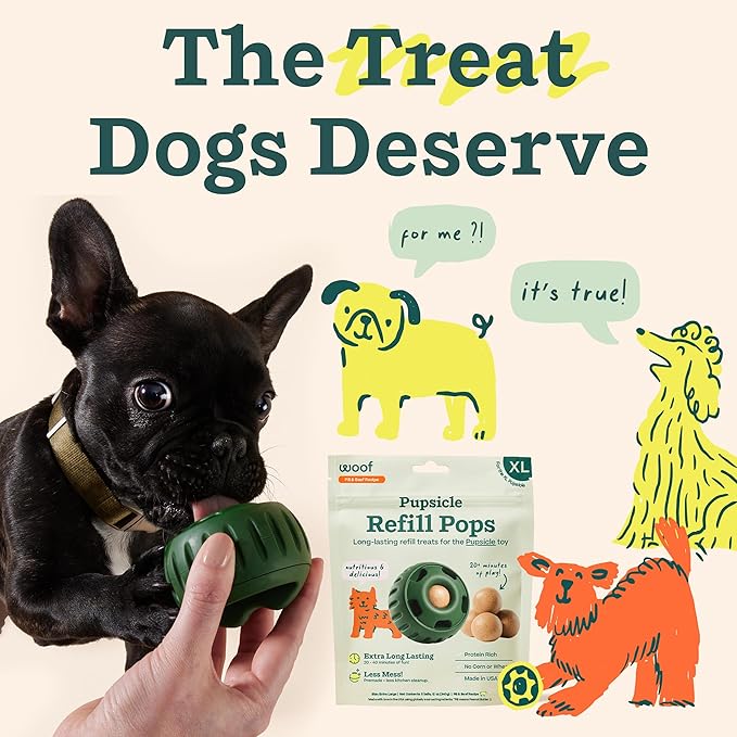 WOOF Pupsicle Refill Pops, Delicious Long Lasting Dog Treats, Pre-Made Pupsicle Refills for Dogs, Wholesome Ingredients, Low-Mess Beef Pet Treats - XL Pops - 5 Count - 3 Pack