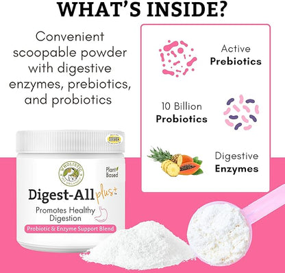 Wholistic Pet Organics Daily Cat & Dog Probiotics for Digestive Health, Anti Diarrhea & Gut Support - Probiotics for Dogs with Digestive Enzymes & Prebiotic Fiber - Cat Probiotic - 2 Oz - 57 Scoops