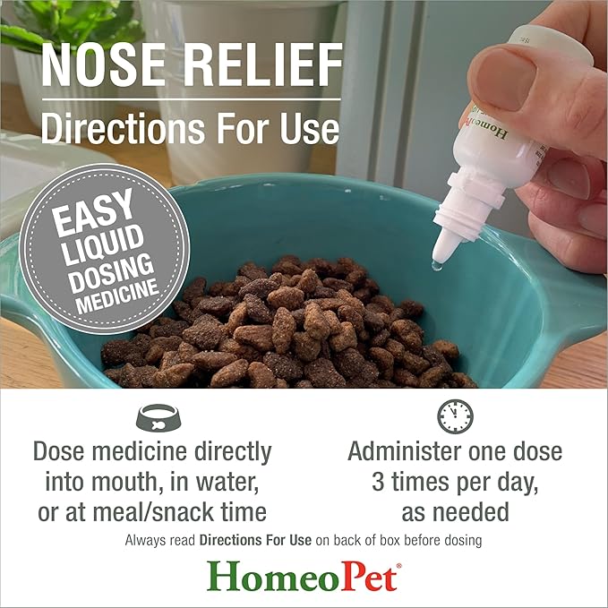 HomeoPet Nose Relief, Safe and Natural Sinus Supplement for Cats, Dogs, and Other Small Animals, 15 Milliliters