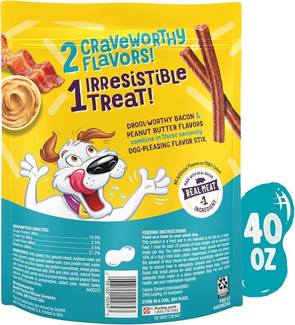 Purina Beggin' Flavor Stix with Bacon and Peanut Butter Flavor Dog Chew Stix - 40 oz. Pouch