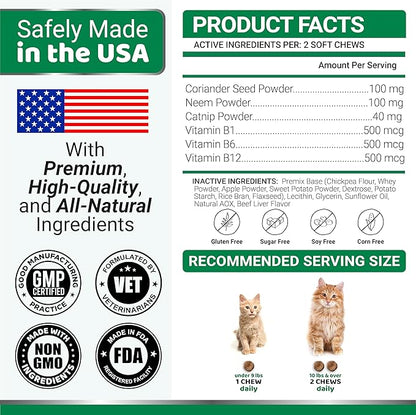 Flea Treatment for Cats - Flea and Tick Prevention for Cats - 160 Soft Treats - Natural Oral Supplement Pills for Kittens - All Breeds & Ages - Made in USA
