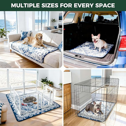 FXW Washable Pee Pads for Dogs, Leak-Proof & Non-Slip, Specifically Designed for 36inch Cages, 23" x 35" Rectangle, Mandala Blue, 2 Packs