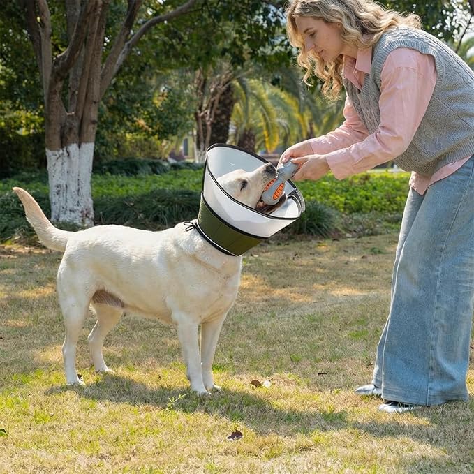 Avont Dog Cone Collar After Surgery, Alternative Adjustable Elizabeth Cone for Medium Large Dogs, Comfy Breathable Pet Recovery Collar to Stop Licking -Dark Green(L)
