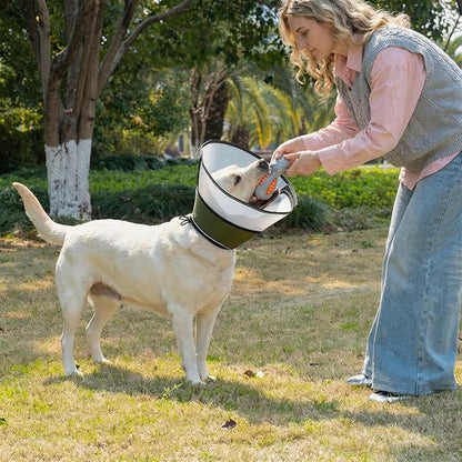 Avont Dog Cone Collar After Surgery, Alternative Adjustable Elizabeth Cone for Medium Large Dogs, Comfy Breathable Pet Recovery Collar to Stop Licking -Dark Green(L)