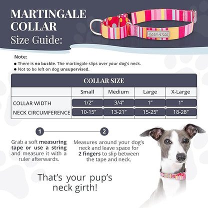 Lucky Love Dog Martingale Dog Collar - Adjustable, No-Slip, Durable, & Soft Webbing Collar for Male and Female Dogs Ideal for Training & Walking - Molly, Medium