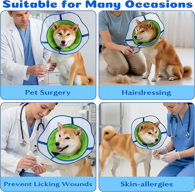 Soft Dog Cone Collar - Adjustable Recovery Padding Cone for Small Dogs After Surgery to Stop Licking, Breathable Lightweight Elizabethan Protective Neck Collar for Pet Cat Puppy (M)
