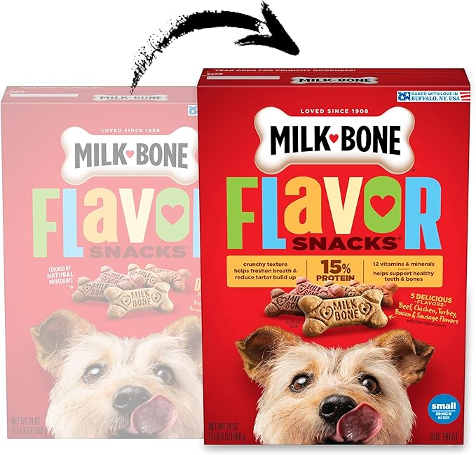 Milk-Bone Flavor Snacks Dog Treats, Small Biscuits, 24 Ounce