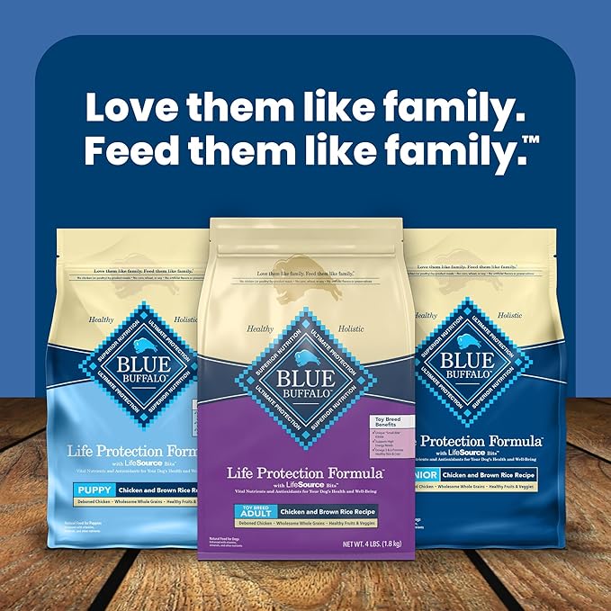 Blue Buffalo Life Protection Formula Toy Breed Adult Dry Dog Food, Supports High Energy Needs, Made with Natural Ingredients, Chicken & Brown Rice Recipe, 4-lb Bag
