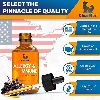 Dog Allergy Relief for Puppies & Adult Ones – Cat & Dog Itching Skin Relief Helps with Irritation & Supports General Well-Being – Cat Itchy Skin Treatment with Organic Composition – 2 Oz Bottle