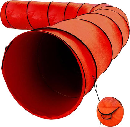 Houseables Dog Agility Tunnel, Dog Tunnel, Agility Equipment, 18 Feet, Puppy Obstacle Course, Crawling, Pet Playground, Small, Medium, Large, Indoor/Outdoor, Play, Pop Up Set, Exercise Tube, Toy, Red