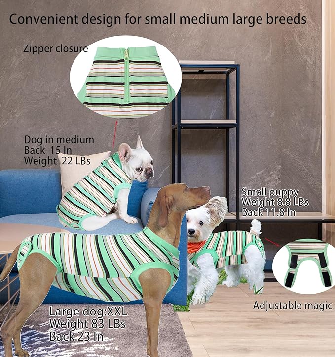 Recovery Suit for Dogs,Dog Cone Alternative Zipper Surgery Suit Female Spay,Soft Dog Surgery Suit for Anti Licking,Breathable Surgical Suit for Dogs Female Spay