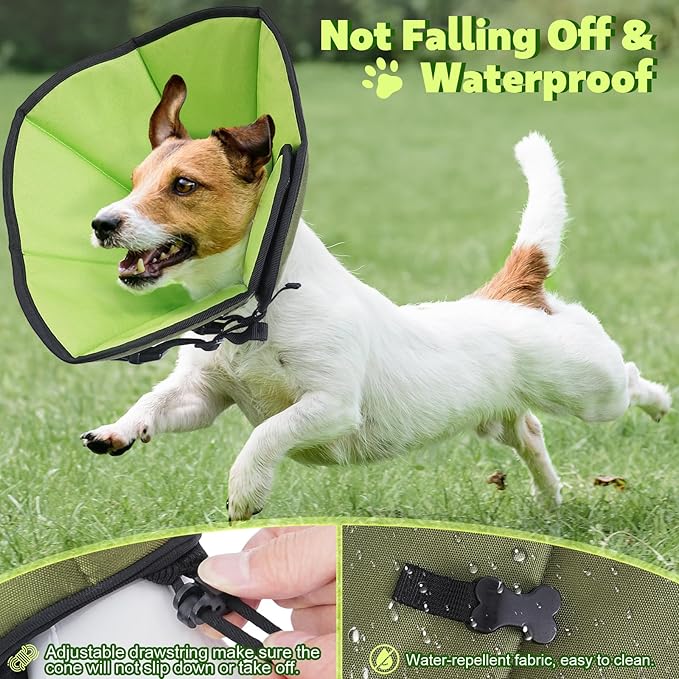 Soft Dog Cone After Surgery: Recovery Collar for Dogs to Stop Licking - Fabric Head Cones for Pet Adjustable Neck Elizabethan Alternative Fits Large Medium Breed