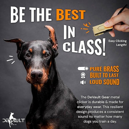 Gold Dog Clicker with Necklace - Clickers for Pet Training - Dog Training & Behavior Aids Easy to Carry with You Anywhere - Teach Your Dog Tricks or Reward His Behavior