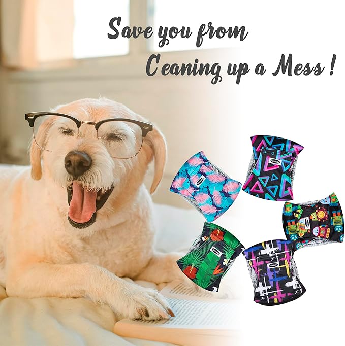 Tuiskusa Male Dog Diapers, High Absorbing Dog Belly Bands for Male Dogs, Washable Reusable Dog Male Wraps(5 Pack)