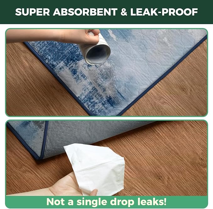 FXW Washable Pee Pads for Dogs, Leak-Proof & Non-Slip, Specifically Designed for Potty Training, 35" Square, Tie-Dye Blue, 2 Packs
