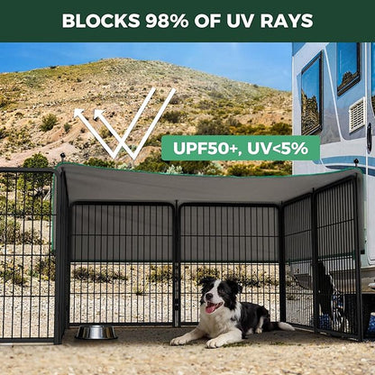 FXW Rollick Unleashed Dog Playpen for Indoor, Yard, RV Camping, 32 inch 16 Panels Dog Pen with Sun Shade for Small and Medium Dogs, Black│Patented