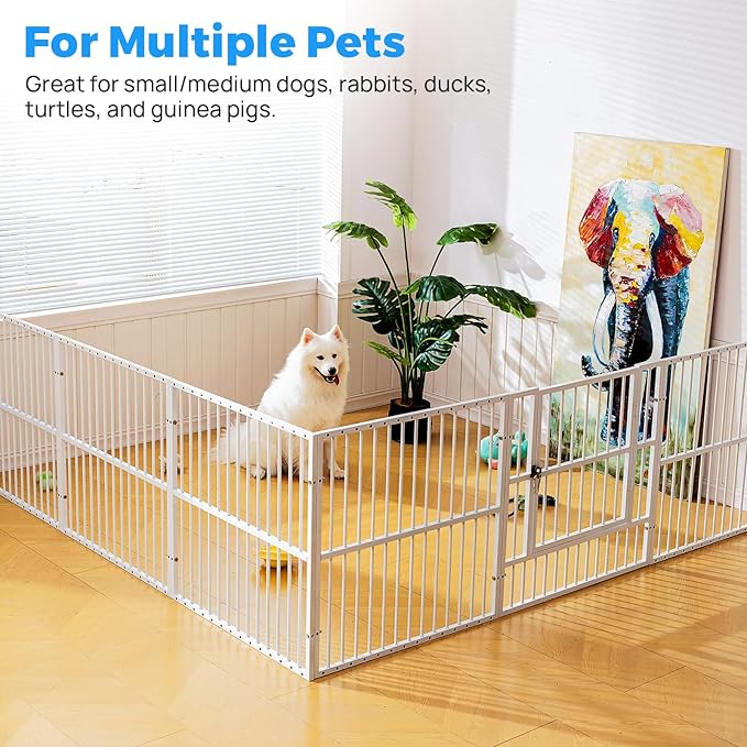 Dog Playpen - 32" Height Dog Pen, Heavy Duty Puppy Pen with Door, Safe & Sturdy, Easy Assemble for Indoor/Outdoor Pet Playpen