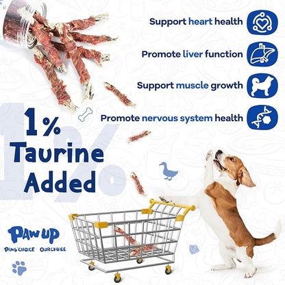 PAWUP Cod Skin Dog Treats with Duck Dog Snacks High Protein and Omega-3, Natural Dog Chews w/Taurine, 12.5 oz (12-15 Count)