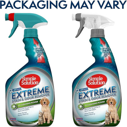 Simple Solution Stain & Odor Eliminator for Pets, Carpet Deodorizer, Enzyme Pet Odor Eliminator for Home, Stain Remover for Cat & Dog Pee, Urine Destroyer, Carpet Cleaner Spray, Spring Breeze, 32 oz