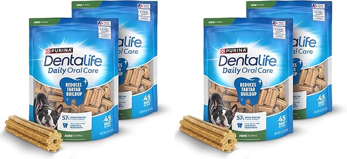Dentalife Daily Oral Care Dog Treats for Small Dogs 5-20 lbs.,Chewy Dental Treat to Freshen Breath and Fight Tartar,Chicken Flavor,14.7 oz. Each,90 Chews - 2 x 45 ct. Pouch, 90 Count(Pack of 2)