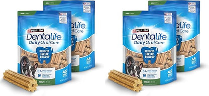 Dentalife Daily Oral Care Dog Treats for Small Dogs 5-20 lbs.,Chewy Dental Treat to Freshen Breath and Fight Tartar,Chicken Flavor,14.7 oz. Each,90 Chews - 2 x 45 ct. Pouch, 90 Count(Pack of 2)