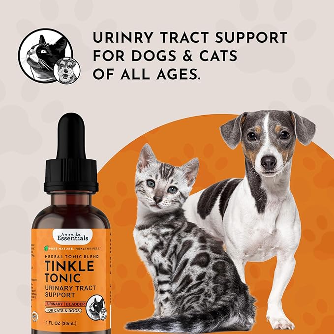Animal Essentials Tinkle Tonic - Dog & Cat Urinary Tract Support, Kidney Supplement, Supports Urinary Tract, Bladder Health for Pets, with Marshmallow - 2 fl oz