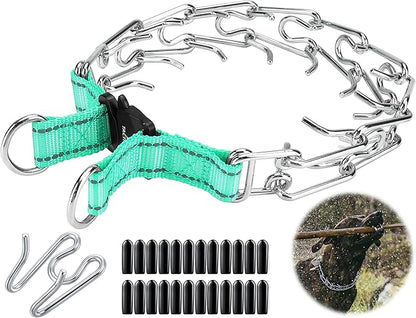 DEYACE Quick Release Dog Training Collar Adjustable Stainless Steel Collar for Small Medium Large Dog (Teal, S Neck Girth 11.2"-14.5")