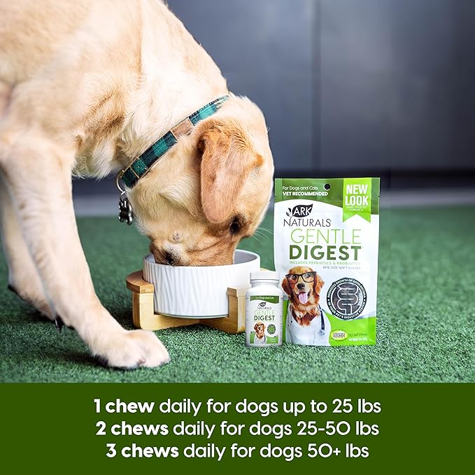 Ark Naturals Gentle Digest Soft Chews, Vet Recommended Dog and Cat Prebiotics and Probiotics, Digestive and Immune System Support, 1 Pack