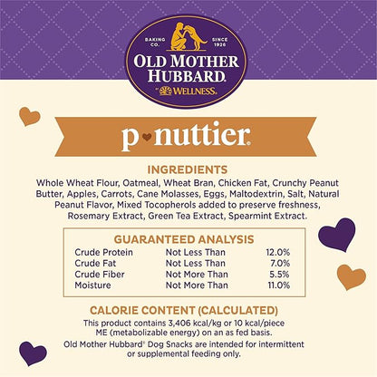 Old Mother Hubbard Wellness P-Nuttier Dog Biscuits, Natural, Training Treats, Peanut Butter Flavor, Mini Size, (20 Ounce Bag)(Pack of 2)