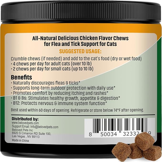 Flea and Tick Prevention Chewable Pills for Dogs and Cats - Revolution Oral Flea Treatment for Pets - Pest Control & Natural Defense - Chewables Small Tablets Made in USA (Chicken (for Cats))