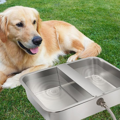 Dog Water Bowl Dispenser Automatic Water Feeder 13.5L/3.5Gal Stainless Steel Extra Large Waterer for Pets Water Feeder for Livestock Animals