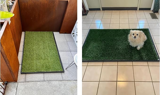 Dog Grass Pad with Tray: 2-Pack Fake Grass, 35 x 21.7 in, Ideal for Medium & Large Dogs - Perfect for Indoor Use, Potty Training