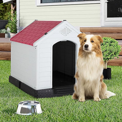 BestPet Dog House Indoor Outdoor Insulated Kennel Durable Plastic Dog House for Small Medium Large Dogs Weather & Water Resistant Pet Crate with Air Vents and Elevated Floor