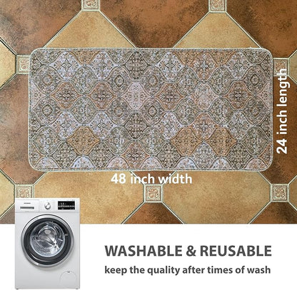 nunubaby Washable Pee Pads for Dogs, Stylish, Non-Slip and Leak-Proof Pee Pads. Reusable Potty Pads for Dogs for Crates and Floors.(Brown/Multi, 24" x48" )